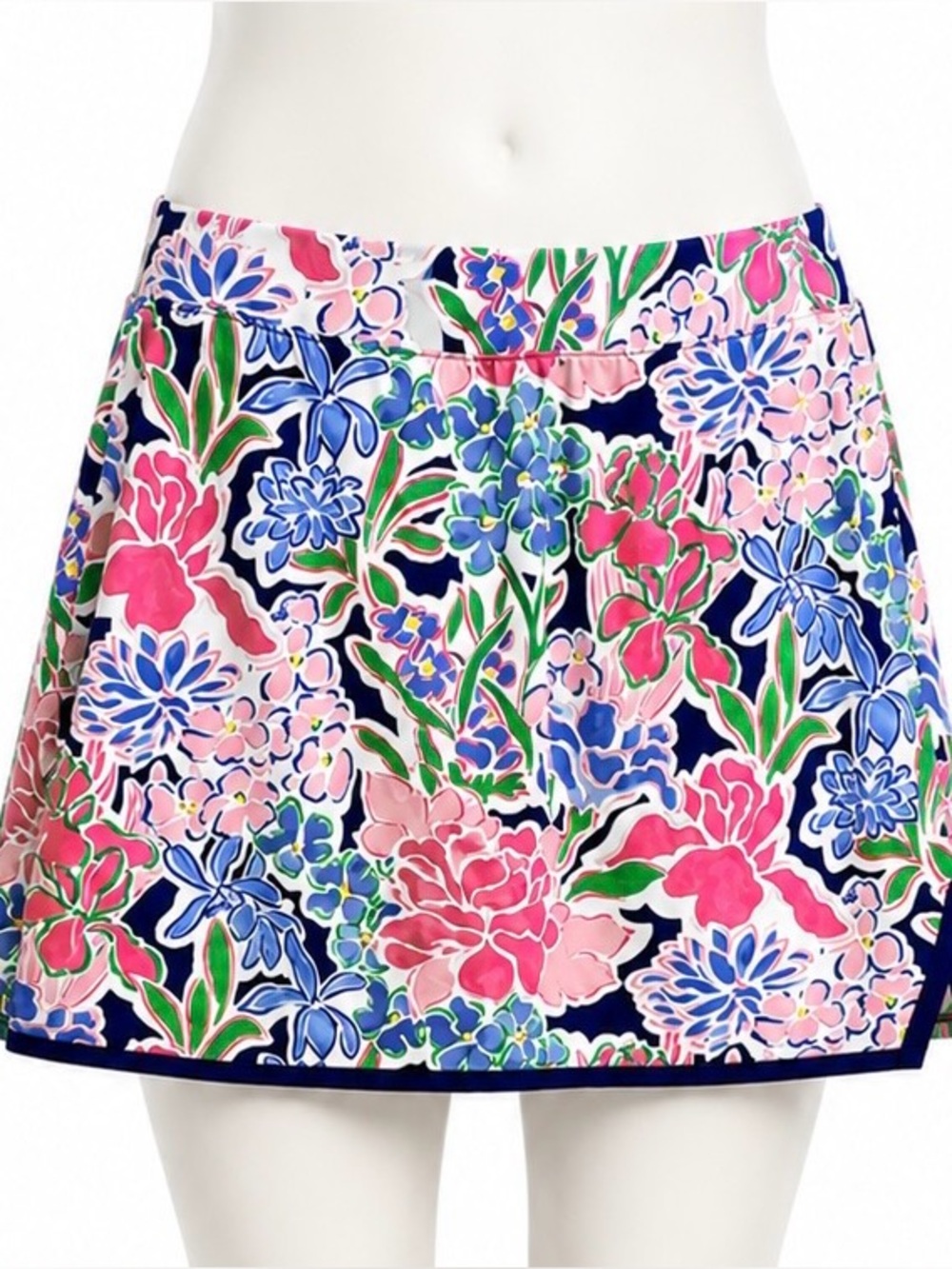 Crown & Ivy Floral Skort Women’s Large Blue Pink Golf Tennis Pull-On